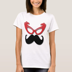 red bling glasses with moustache T-Shirt