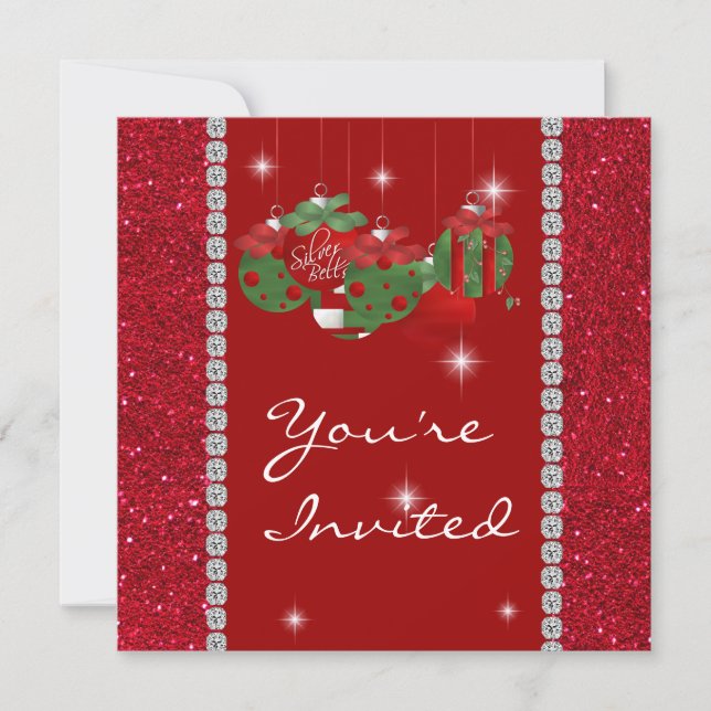 RED BLING HOLIDAY  Invitation (Front)