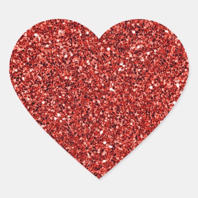 Red Bling, shiny and sparkling Heart Sticker (Front)