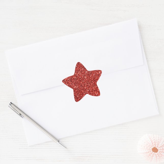 Red Bling, shiny and sparkling Star Sticker (Envelope)