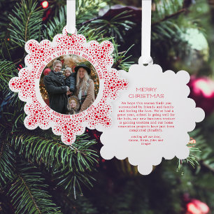 Red Blizzard Dots Snowy Photo Holiday Christmas Tree Decoration Card