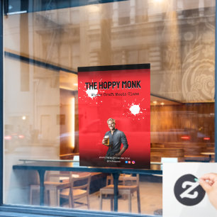 Red Blond Man Holding Beer Adult Pub Owners Window Cling