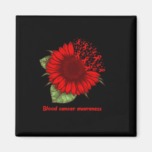 Red Blood Cancer Awareness Sunflower Gift Warrior Magnet