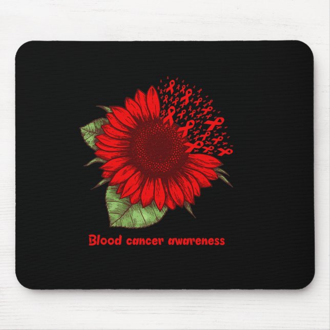 red blood cancer awareness sunflower gift warrior  mouse mat (Front)