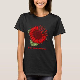Red Blood Cancer Awareness Sunflower Gift Warrior  T-Shirt