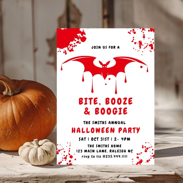 Red Blood Dripping Bats Vampire Halloween party Invitation (Creator Uploaded)