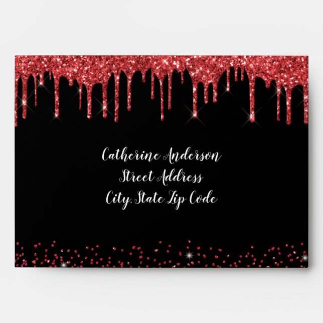 Red blood glitter dripping black vampire gothic  envelope (Front)