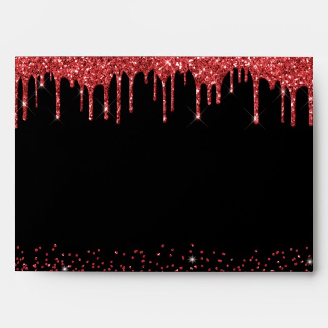 Red blood glitter dripping vampire black envelope (Front)
