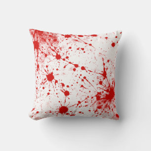 Red Blood Ink Splatter Spots Stains Cushion