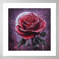 Red Blood-Moon Rose Poster