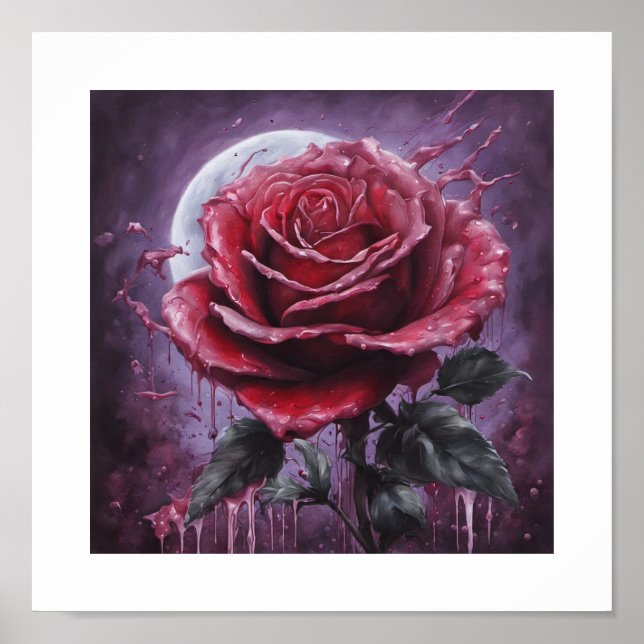Red Blood-Moon Rose Poster (Front)