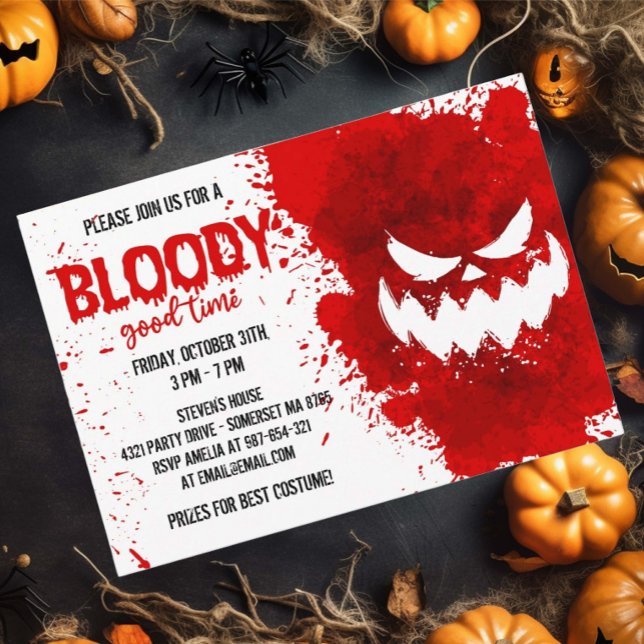 Red blood splatter Creepy Halloween party Invitation (Creator Uploaded)