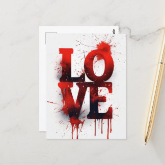 Red Blood Splatter LOVE Valentine Postcard