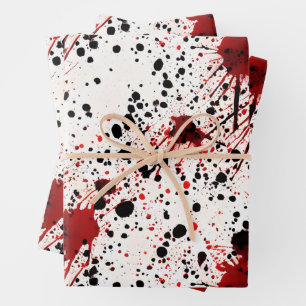 Red Blood Splatter Pattern Wrapping Paper Sheet