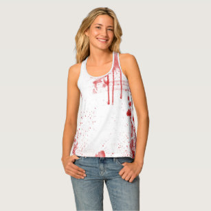Red Bloody Halloween Costume Fitted Tank Top
