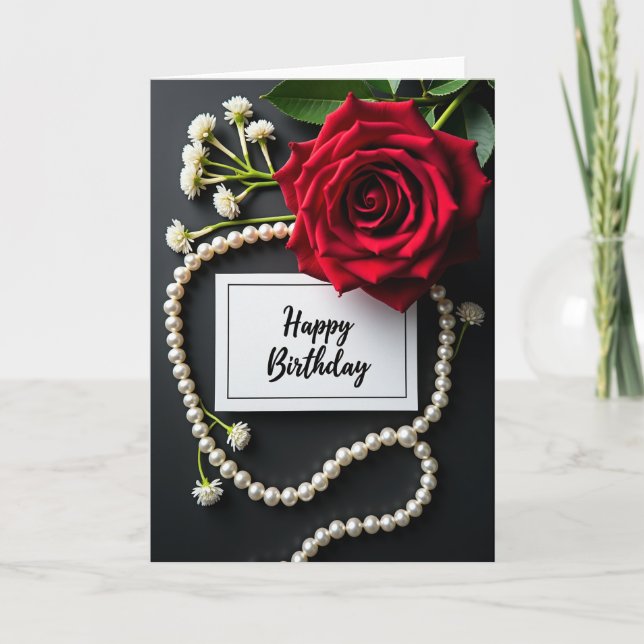 Red Bloom Birthday Card (Front)