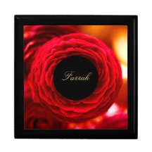 Red Blooming Flower Wooden Jewellery Keepsake Box