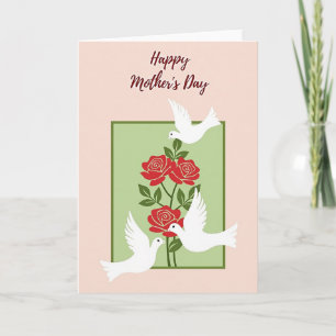 Red Blooms Mothers Day Art Card