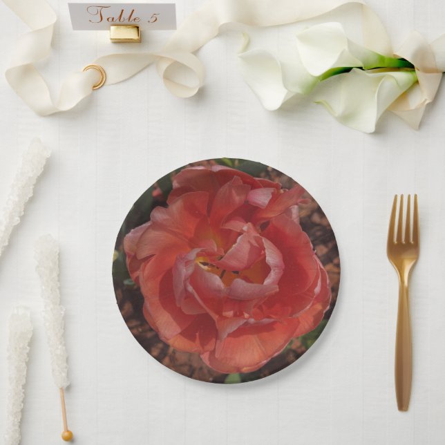 red blossom  paper plate (Wedding)