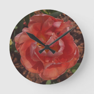 red blossom round clock