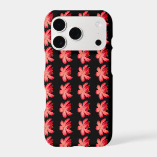 Red Blossom Watercolor Floral Pattern on Black