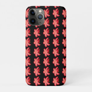 Red Blossom Watercolor Floral Pattern on Black  iPhone 11 Pro Case