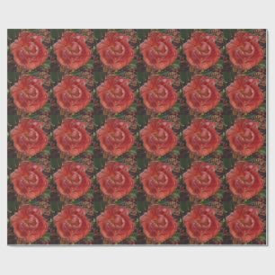 red blossom wrapping paper