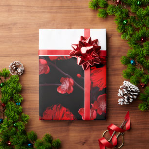 red blossom wrapping paper