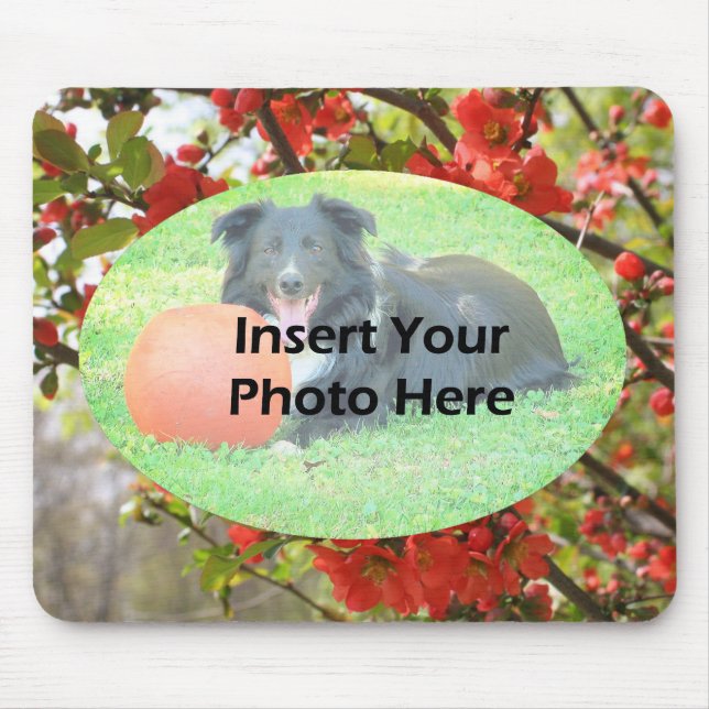 Red Blossoms Floral Photo Frame Mouse Mat (Front)