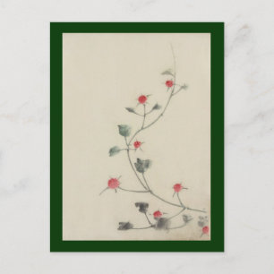 Red Blossoms on Vine Hokusai Japanese Fine Art Postcard