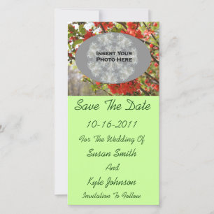 Red Blossoms Wedding Save The Date Photo Card