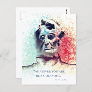 Red Blue Abraham Lincoln Watercolor Portrait Postcard