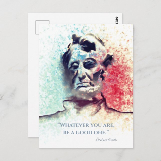 Red Blue Abraham Lincoln Watercolor Portrait Postcard (Front/Back)