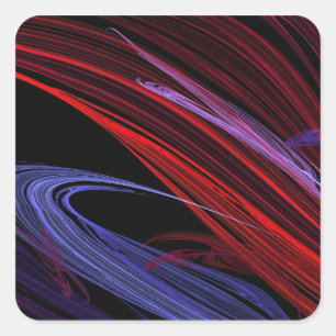 Red Blue Abstract Fractal Square Sticker