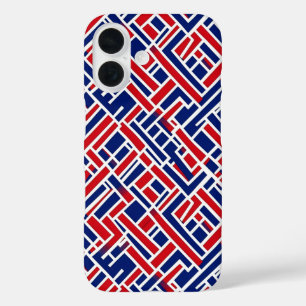 Red Blue Abstract Pattern iPhone 16 Case