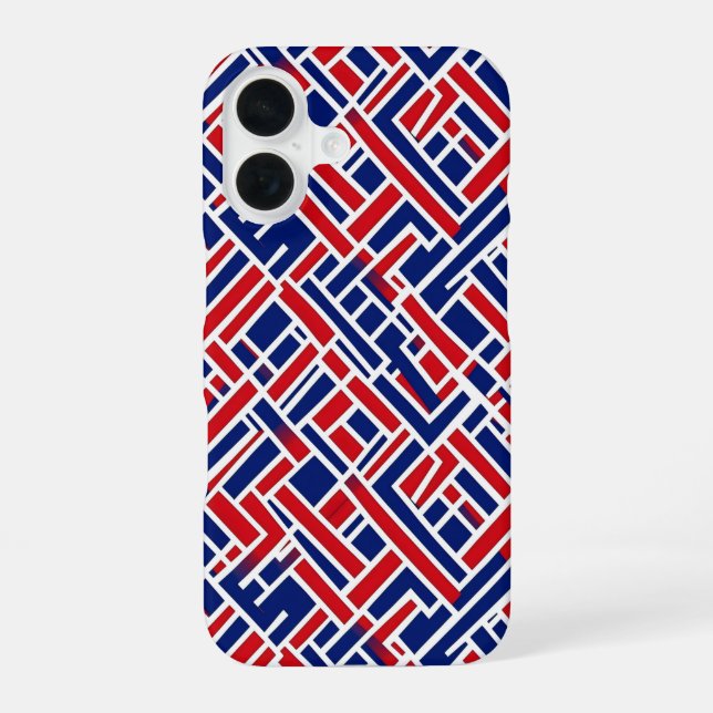 Red Blue Abstract Pattern iPhone 16 Case (Back)