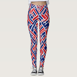 Red Blue Abstract Pattern Leggings
