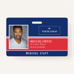 Red Blue Add Your Logo Employee ID ID Badge