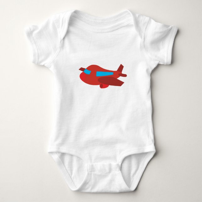 Red & Blue Aeroplane Baby Bodysuit (Front)