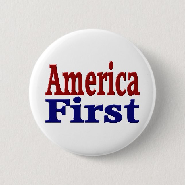 Red Blue America First 6 Cm Round Badge (Front)