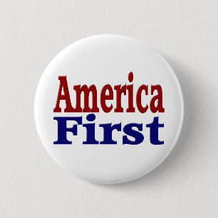 Red Blue America First 6 Cm Round Badge