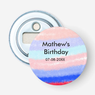 Red blue American boy birthday add name date Bottle Opener
