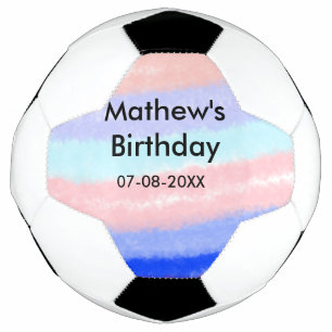 Red blue American boy birthday add name date Football