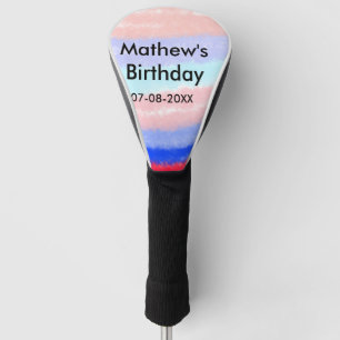 Red blue American boy birthday add name date Golf Head Cover