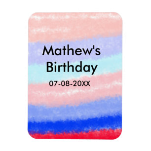 Red blue American boy birthday add name date Magnet