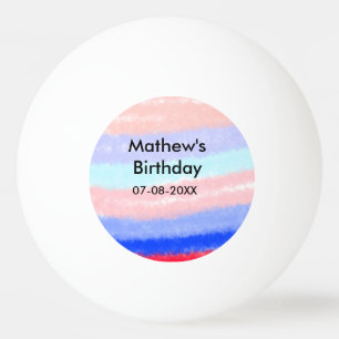 Red blue American boy birthday add name date Ping Pong Ball