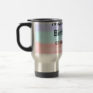 Red blue American boy birthday add name date  Travel Mug