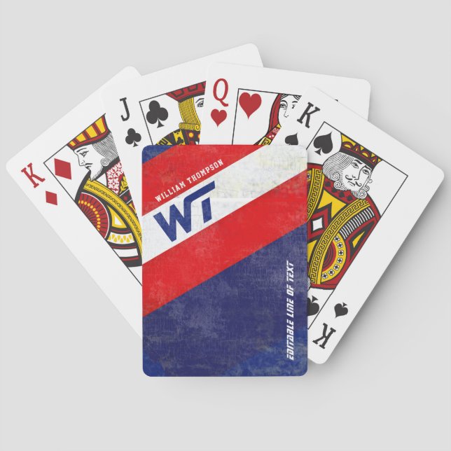 red blue american colours diagonally striped playing cards (Back)