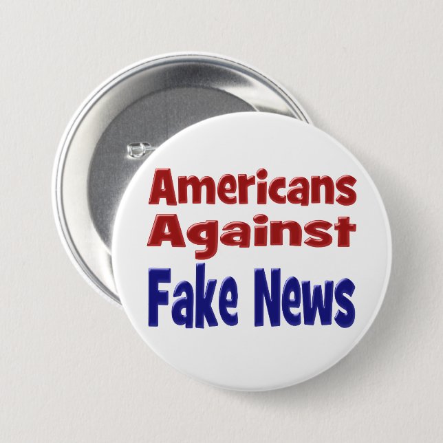 Red Blue Americans Against Fake News 7.5 Cm Round Badge (Front & Back)
