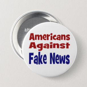 Red Blue Americans Against Fake News 7.5 Cm Round Badge